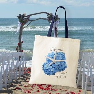 Bolsa Tote Blue Hydrangea Starfish Bridesmaid Partido Bridal