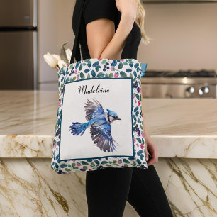 Bolsa Tote Blue Jay e Colorous Blue n Pink Berries Monograma