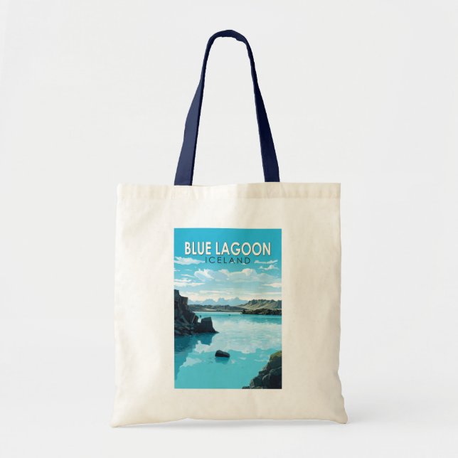 Bolsa Tote Blue Lagoon Islândia Viagem Art Vintage (Frente)