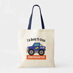 Bolsa Tote Blue Racing Truck Crush Kindergarten Boys