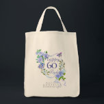 Bolsa Tote Blue Rose Ribbon 60th Birthday<br><div class="desc">Lovely and elegant rose with butterfly.</div>