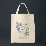 Bolsa Tote Blue Rose Ribbon 60th Birthday<br><div class="desc">Lovely and elegant rose with butterfly.</div>
