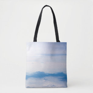 Bolsa Tote Blue sky and mountains view from airplane stylized