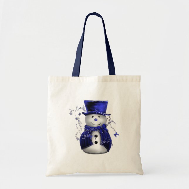 Bolsa Tote Blue Snowman Christmas (Frente)
