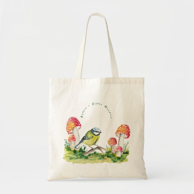 Bolsa Tote Blue Tit and Fly Agaric in a Forest Clearing (Frente)