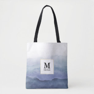 Bolsa Tote Blue Watercolor Waves Monograma Toe Bag