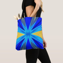 Bolsa Tote Blue Yellow Winter Christmas Xmas Star Starburst