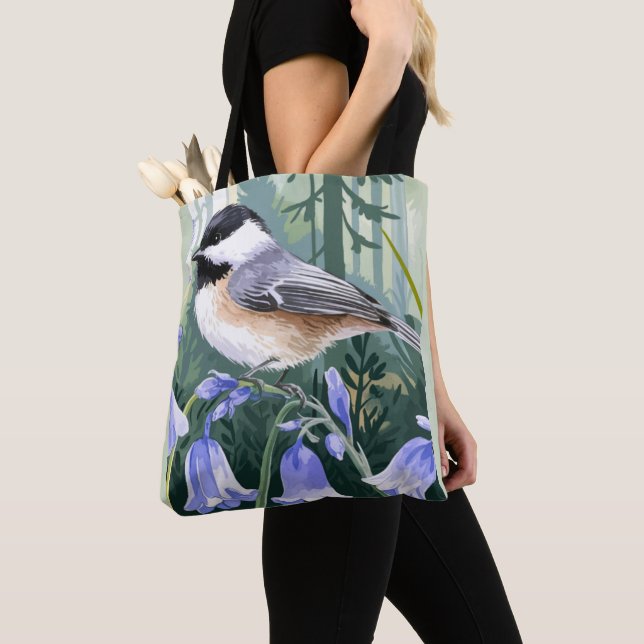 Bolsa Tote Bluebells e Chickadee (Close Up)