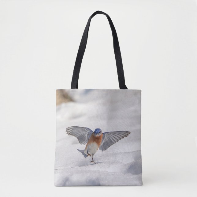 Bolsa Tote Bluebird oriental dançando na neve (Frente)