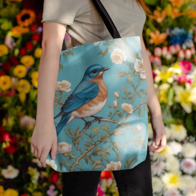 Bolsa Tote Bluebird William Morris Inspirou Turquois (Criador carregado)