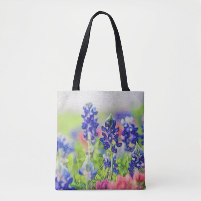 Bolsa Tote Bluebonnets impressionista (Frente)