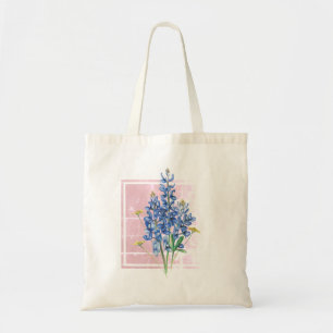 Bolsa Tote Bluebonnets no quadrado cor-de-rosa