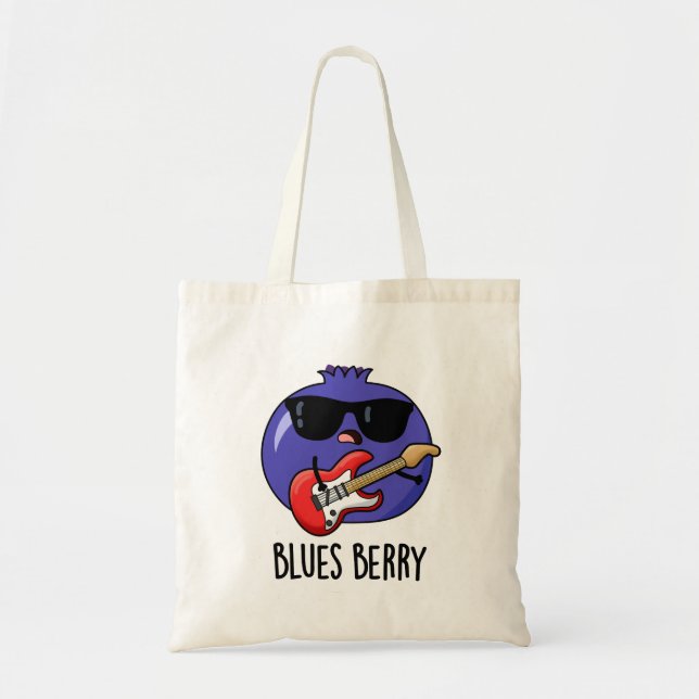 Bolsa Tote Blues Berry Funny Fruta Pun (Frente)