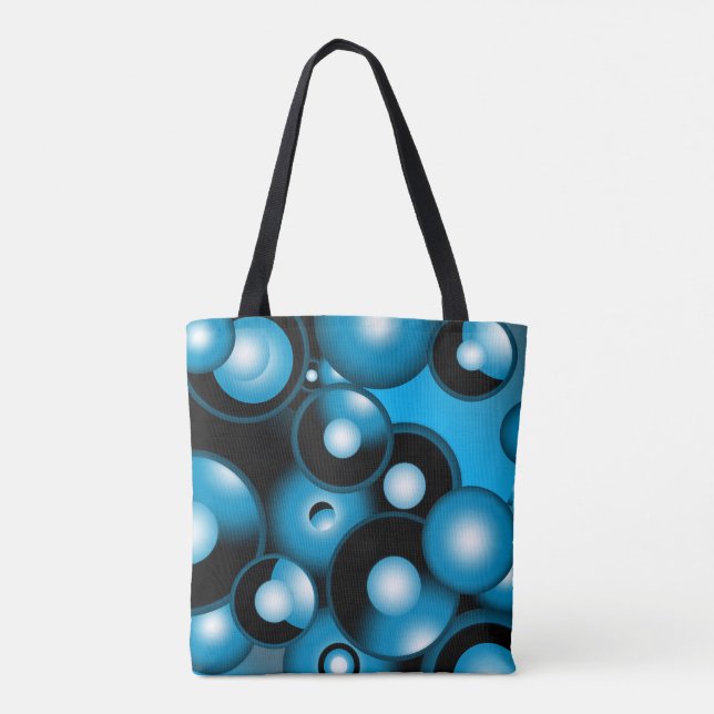 Bolsa Tote Blues Circular Concentric Abstrato Art Orbital (Verso)