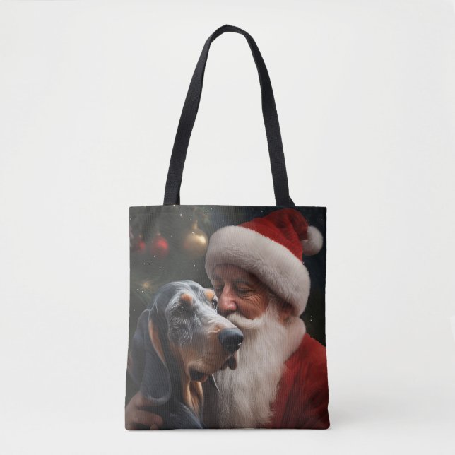Bolsa Tote Bluetick Coonhound com Papai Noel Natal (Frente)