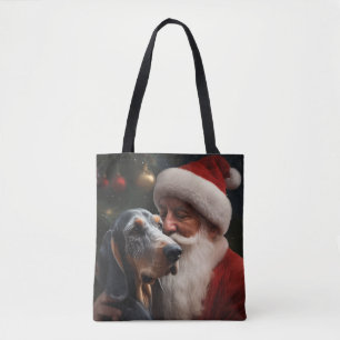 Bolsa Tote Bluetick Coonhound com Papai Noel Natal