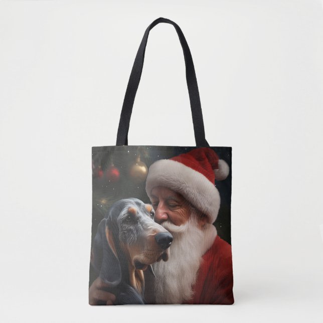 Bolsa Tote Bluetick Coonhound com Papai Noel Natal (Frente)