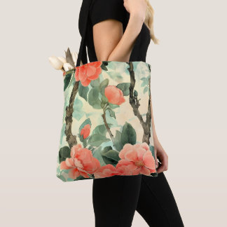 Bolsa Tote Blush Blossom Camelia Garden Watercolor