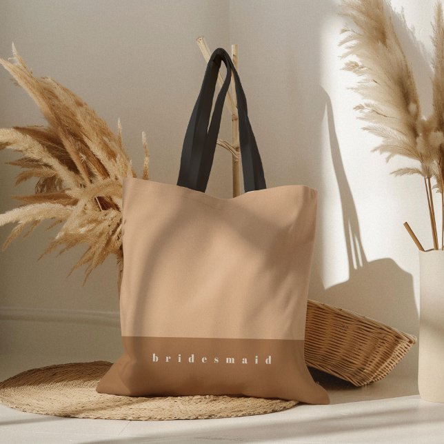 Bolsa Tote Blush Color Block Personalizado (Blush pink color block personalized bridesmaid tote bag.)
