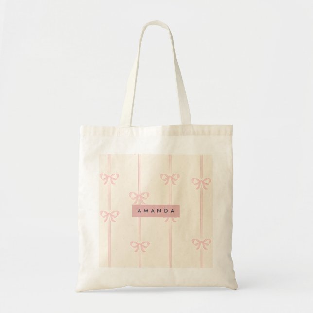 Bolsa Tote Blush Cor-de-Rosa Personalizado da Coquette com La (Frente)