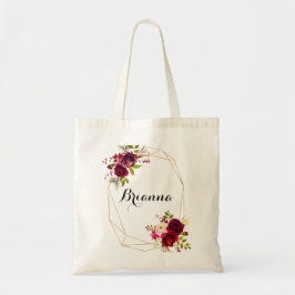 Bolsa Tote Blush Dourado Geométrico Brurgundy Bridesmaid