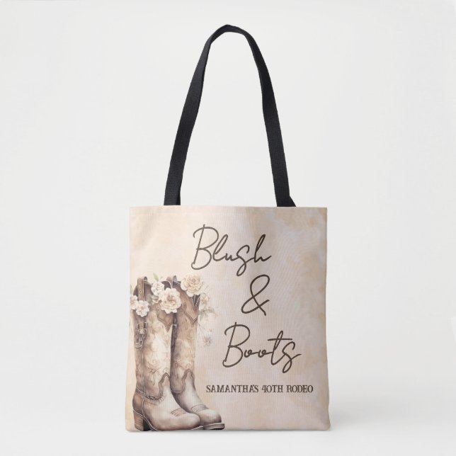 Bolsa Tote Blush e Botas 40º Aniversário Rodeio Western (Frente)