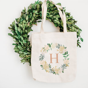 Bolsa Tote Blush Floral Wreath Bridesmaid