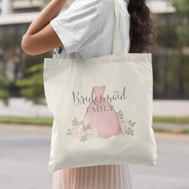 Bolsa Tote Blush Mínimo de Blush Rosa Elegante Bridesmaid (Criador carregado)