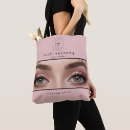 Bolsa Tote Blush Pink Modern Logo Photo Makeup Business