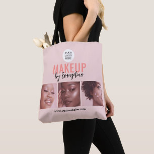 Bolsa Tote Blush Pink Script 3 Maquiagem com Foto