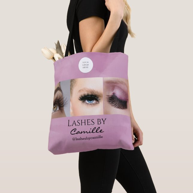 Bolsa Tote Blush Pink Script Logo Photo Lash Studio  (Close Up)