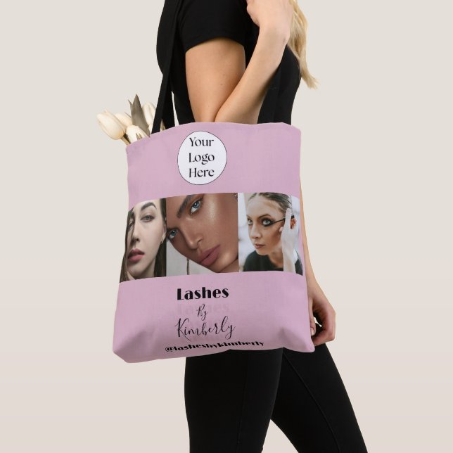 Bolsa Tote Blush Pink Script Logo Photo Lash Studio (Close Up)