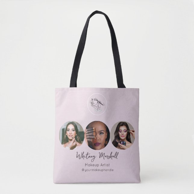 Bolsa Tote Blush Pink Script Logo Photo Makeup Artist (Frente)