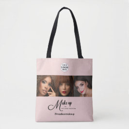 Bolsa Tote Blush Pink Script Logo Photo Makeup Studio
