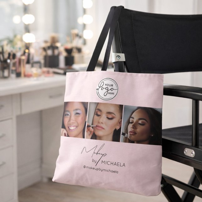 Bolsa Tote Blush Pink Script Logo Photo Makeup Studio (Criador carregado)