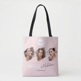Bolsa Tote Blush Pink Script Logo Photo Makeup Studio