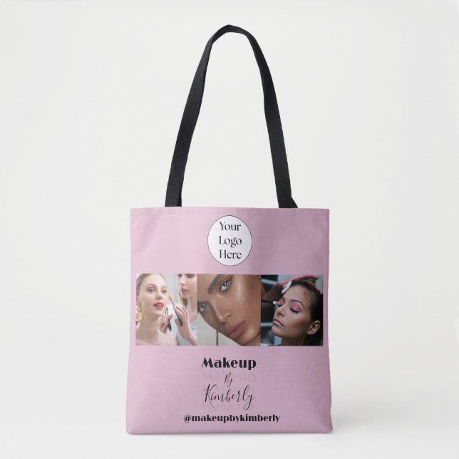 Bolsa Tote Blush Pink Script Logo Photo Makeup Studio (Frente)