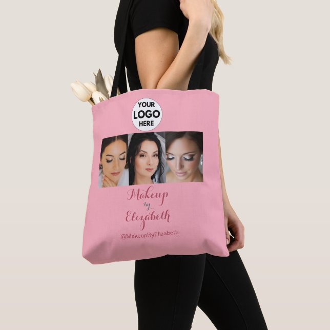 Bolsa Tote Blush Pink Script Logo Photo Makeup Studio (Close Up)