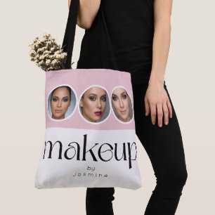 Bolsa Tote Blush Rosa Branco 3 Foto MUA Artista de Maquiagem