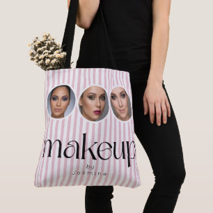 Bolsa Tote Blush Rosa Listra 3 Foto MUA Artista de Maquiagem