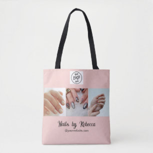 Bolsa Tote Blush Rosa Logotipo de Script Preto 3Foto Manicure