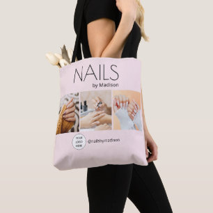 Bolsa Tote Blush Rosa Preto Moderno Minimalista Unhas 3 Foto