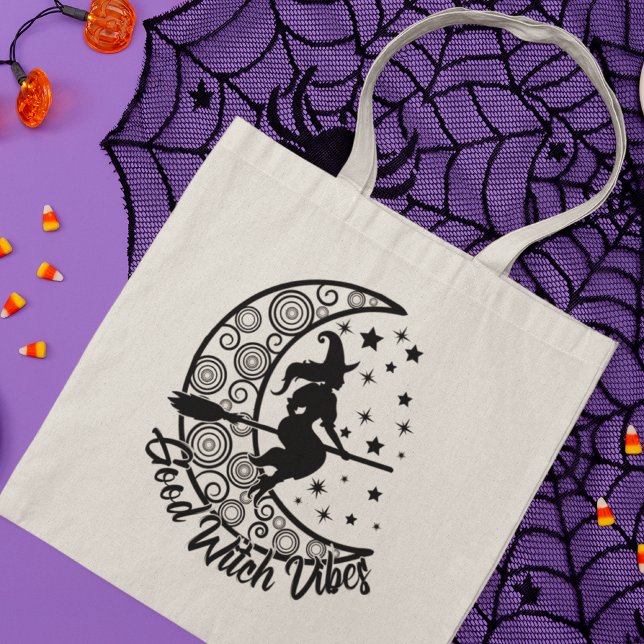 Bolsa Tote Boa Bruxa Vibes Moderno Halloween Script (Criador carregado)