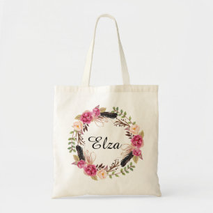 Bolsa Tote Boa vinda floral personalizada da dama de honra da