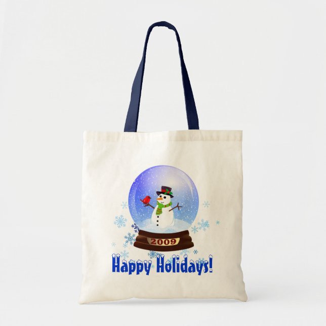 Bolsa Tote Boas festas - saco 2009 do presente de Snowglobe (Frente)