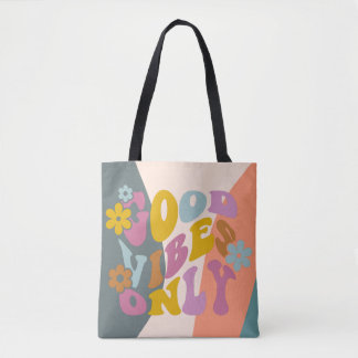 Bolsa Tote Boas Vibes Apenas Citação Retroativa 60s Hippie De