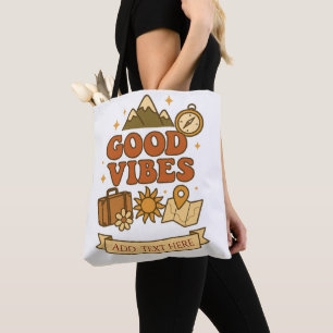 Bolsa Tote Boas Vibrações Design de Viagem – Texto Editável