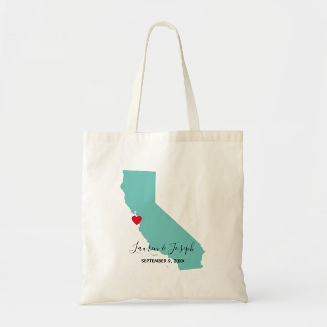 Bolsa Tote Boas-vindas ao casamento da Light Teal California (Frente)