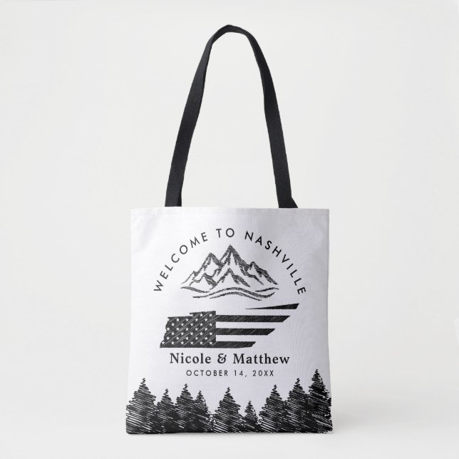 Bolsa Tote Boas-vindas ao Casamento da Montanha Nashville Ten (Frente)