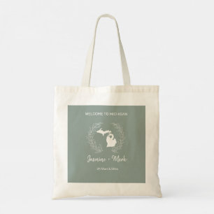 Bolsa Tote Boas-vindas ao Casamento de Destino de Michigan